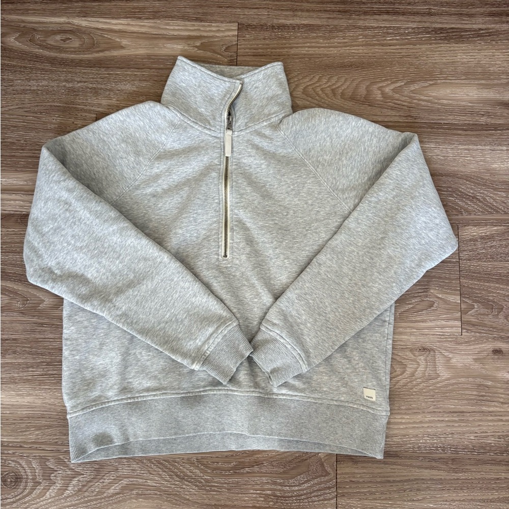 The VUORI Women's Restore 1/2 Zip Sweatshirt in Heather Gray, size small,